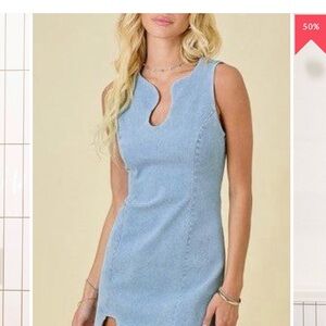 Elegant Blue Sleeveless Dress